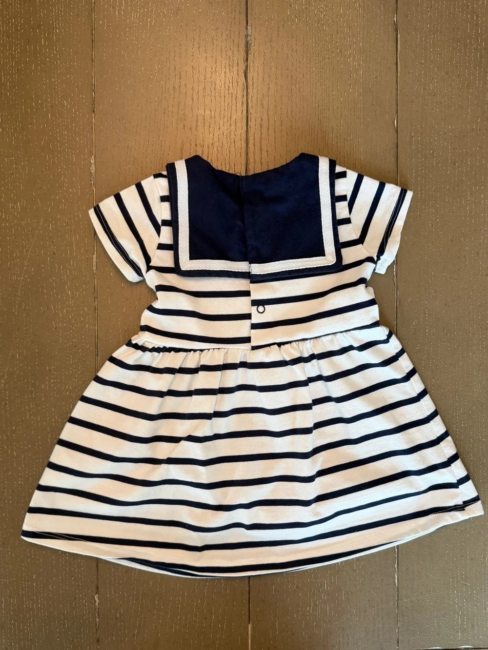 Sperry Baby Girls’ Short-Sleeve Nautical Navy Stripe Sailor Dress • Size 12M